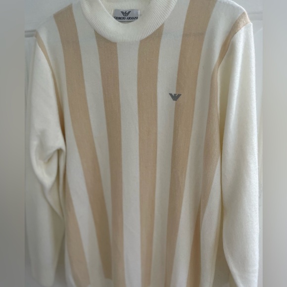 Emporio Armani Beige and White and Beige sweater
